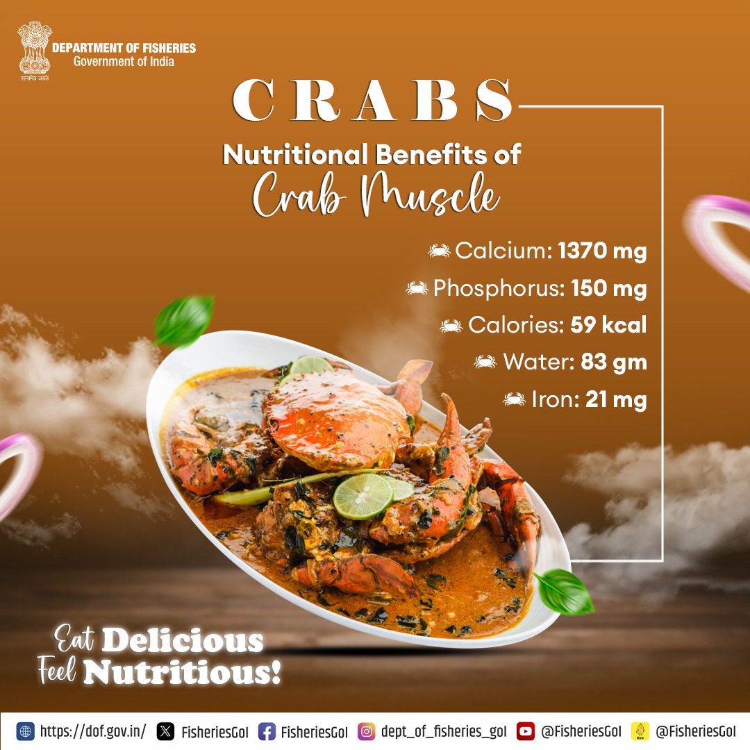 #Crabs are rich in essential nutrients, which are important for human growth. These nutrients play vital roles in improving general health. #Fisheries