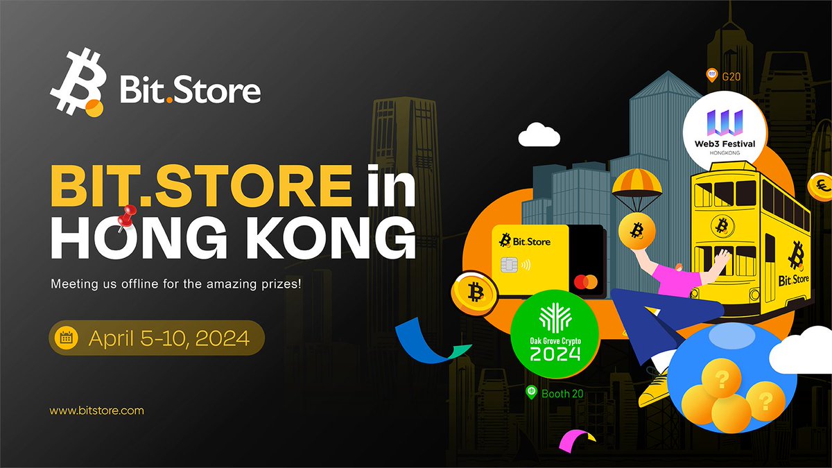 🤩 #BitStore is ready and looking forward to meeting you in #HongKong ‼️ 📍Booth20 at @OakGroveVC & G20 at @festival_web3 ⏰ April 5-10, 2024 Join our on-site activities, experience the charm of #Web3 and unlock more surprises together! The exquisite gifts awaits you!🎁