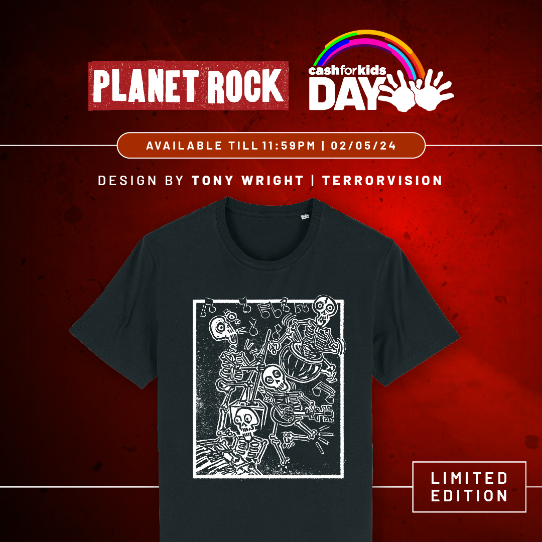 The team @PlanetRockRadio have done it again🤘 They've released three exclusive, limited edition t-shirts for Cash for Kids Day 🤩 Designed by Lzzy Hale (@Halestorm), Scott Gorham (@ThinLizzy_) & Tony Wright (@terrorvision), they're on sale now at planetrock.com/shop