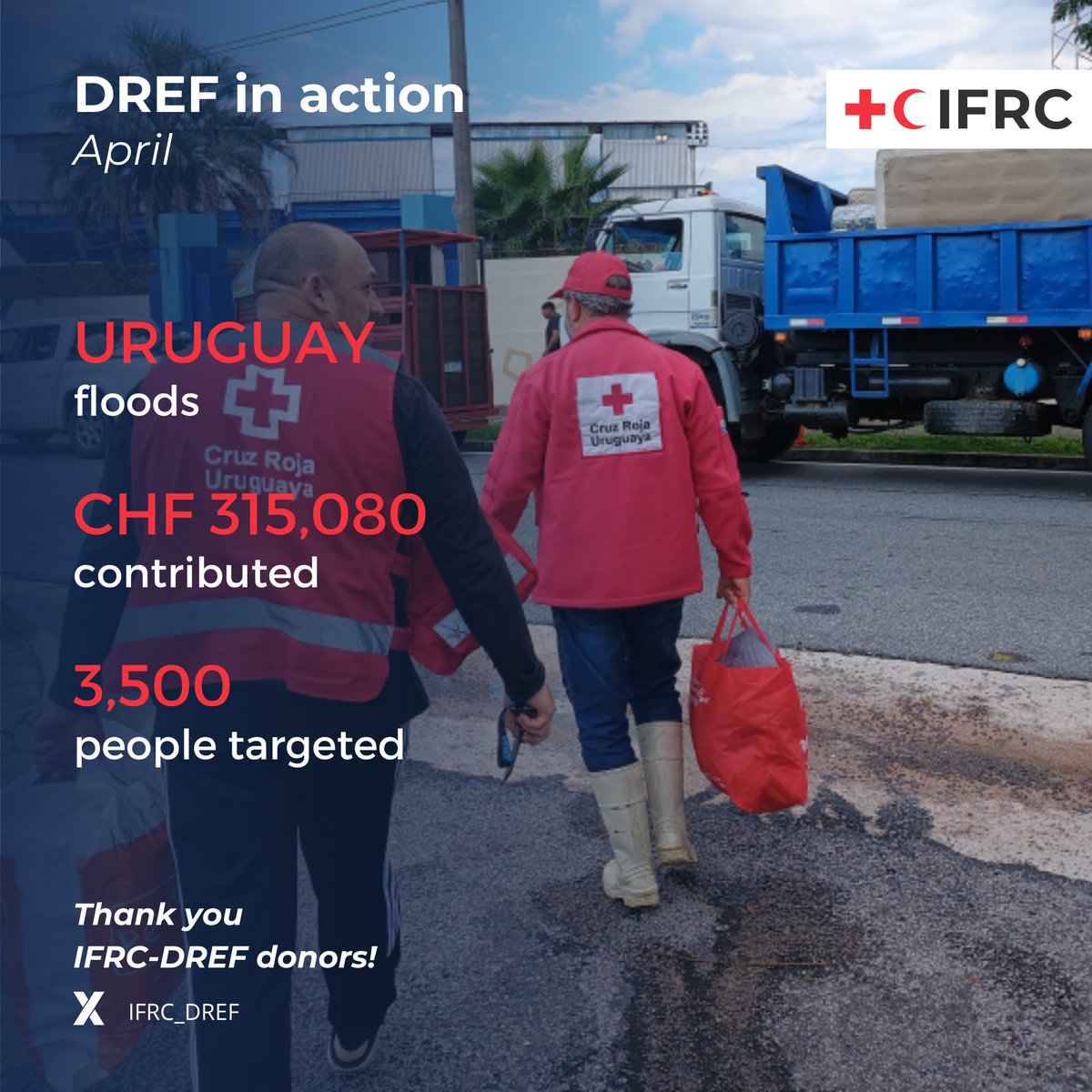 #DREFinAction
Uruguay was hit by severe weather, including intense rains, storms, and strong winds, leading to floods and evacuations across the country. 
<a href="/CruzRojaUy/">CruzRojaUy</a> will provide humanitarian assistance to 3,500 people affected by the floods in Florida, San José, and Canelones.
