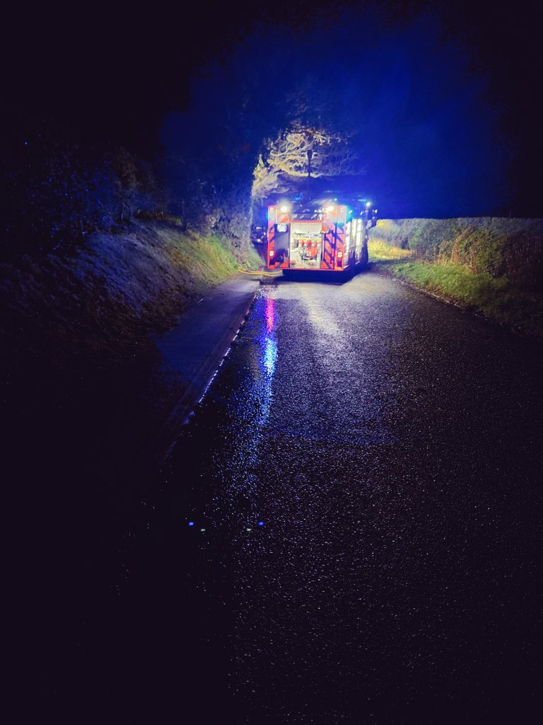 Last night at 2230 we were alerted by <a href="/SFRS_Control/">SFRS Control</a> to a vehicle fire at Mile Bank, Whitchurch.
On arrival the vehicle was fully involved in fire. We used Breathing Apparatus and two hose reel jets to extinguish the fire. #oncall #recruiting
