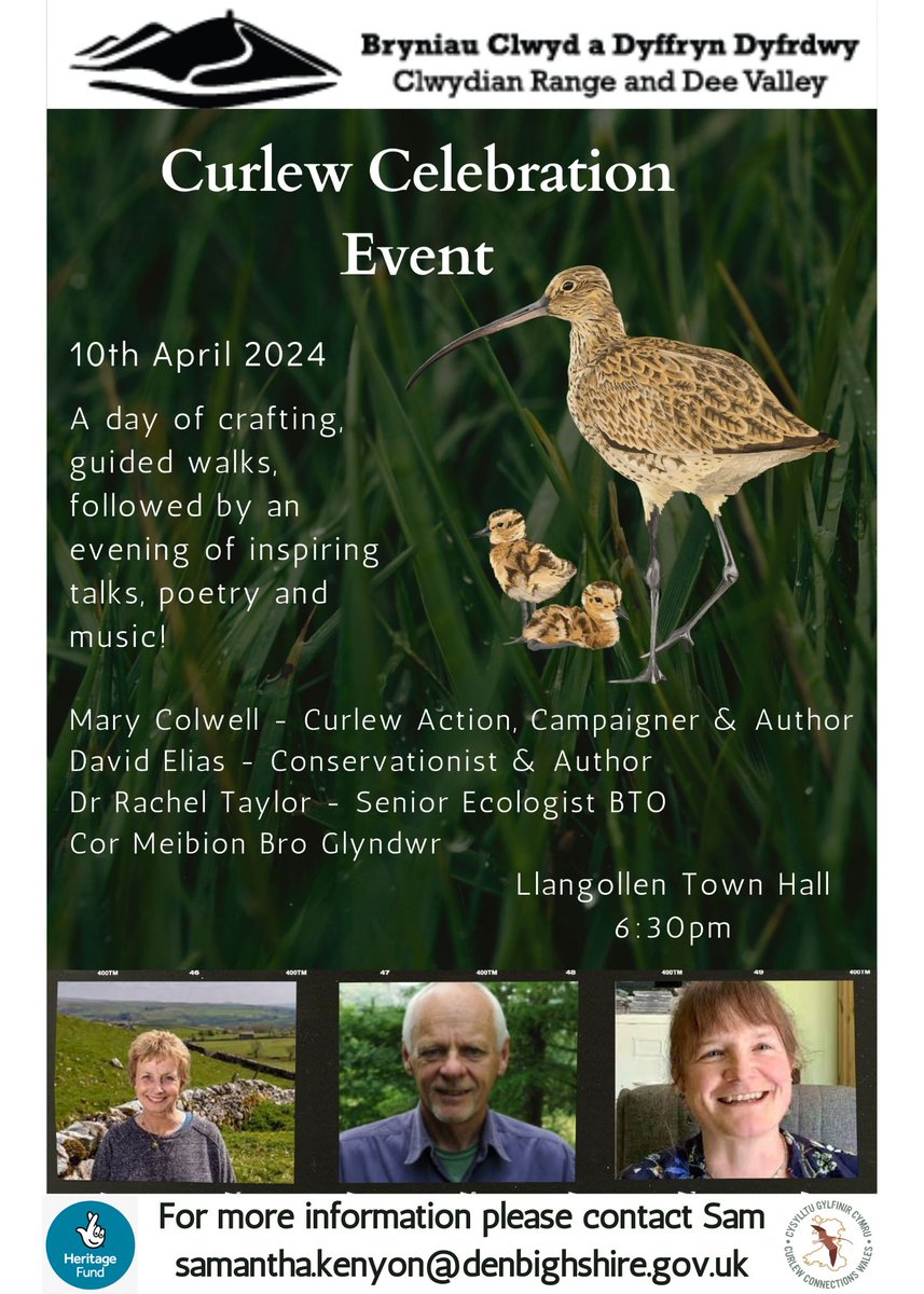 Exciting 'Curlew Celebration' evening event in Llangollen next week with @curlewcalls and @fidhw 😀