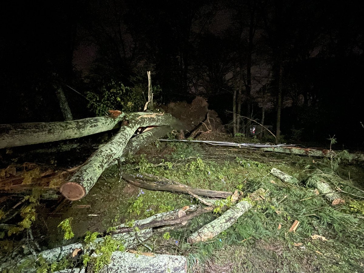 Downed trees and power lines across Rockdale county this morning after a powerful line of storms moved through the area — the @NWSAtlanta will survey the suspected tornado damage tomorrow @GooDayAtlanta