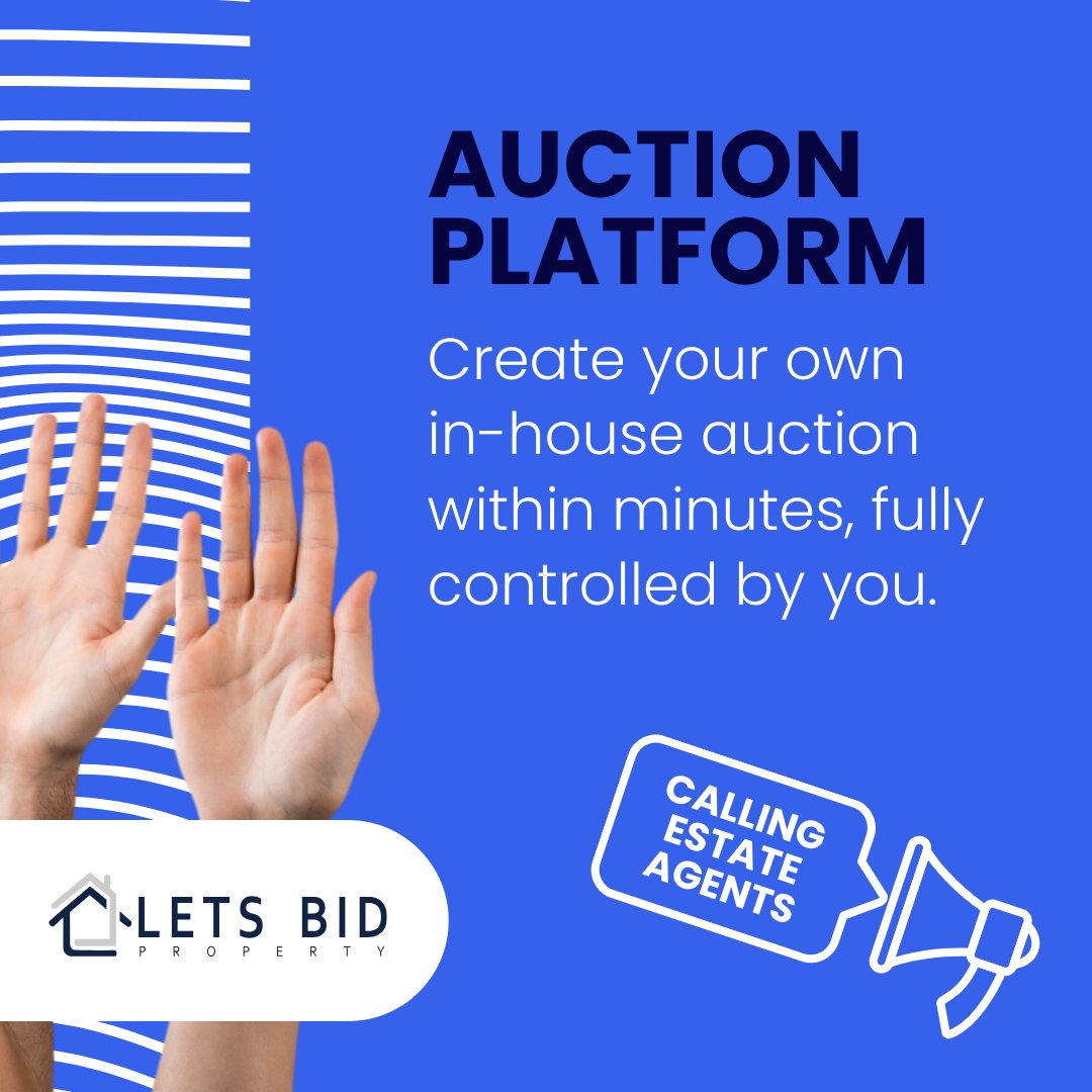 Run auctions your way, earn big with 75% of buyer's fees, and get £150 in free direct marketing credits! 

Join us for effortless sales and extraordinary results 🚀 

#AuctionTool #EstateAgent #PropertyAuctions