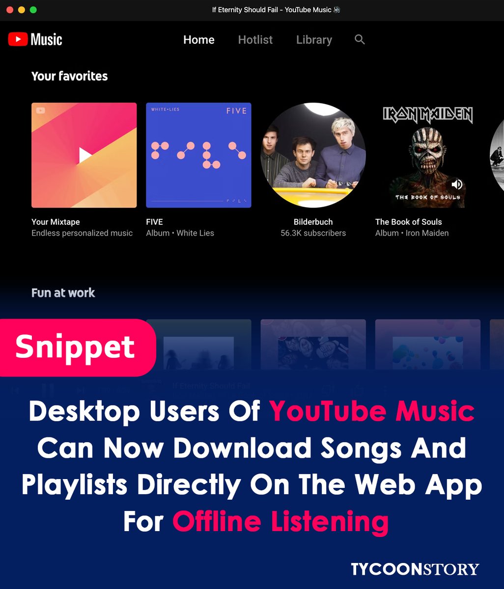 YouTube Music lets you download songs and playlists on desktop now for offline listening!
#youtubemusic #desktopapps #OfflineListening #newfeatures #musicdownload #streaming #MusicEverywhere #offlineplaylists #musicupdates #technews #streamingwars @YouTube @youtubemusic