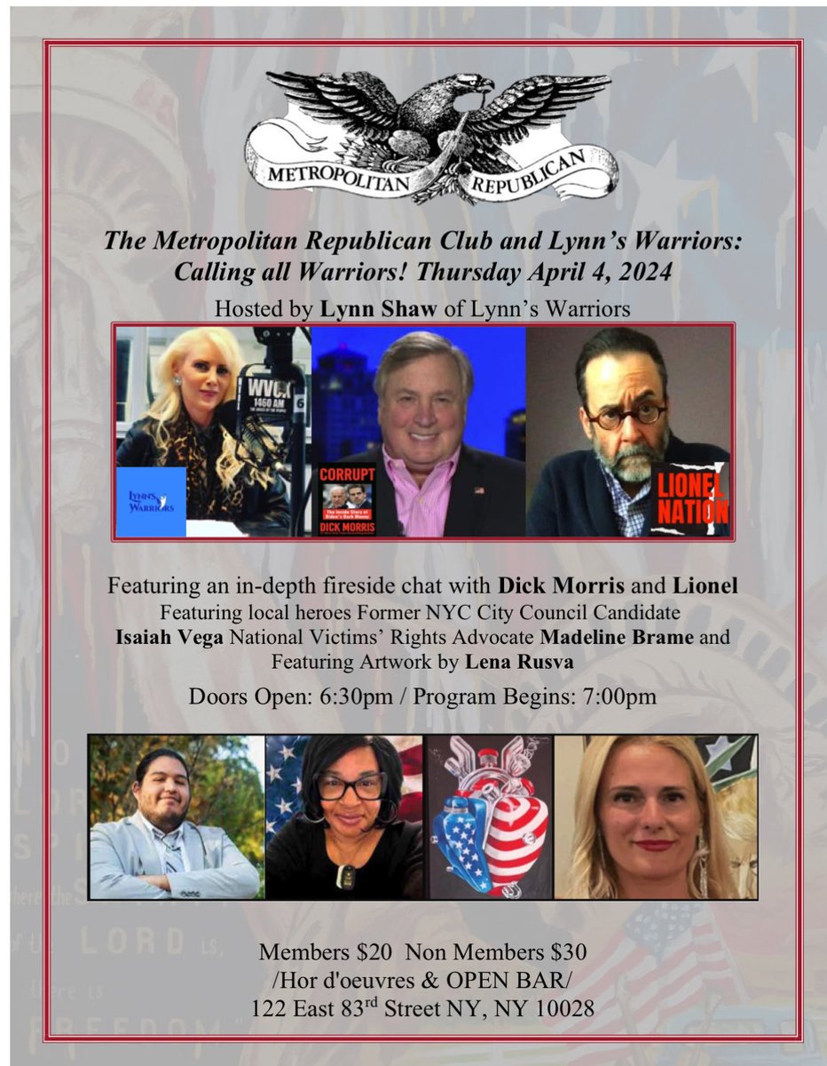 🗽NYC. Calling All Warriors💙We always have room for more. Everyone is welcome!🇺🇸Join US. #communitycreateschange Discussion. Strategies. Take actions in 2024. Thursday, 4/4 ⁦@metgopclub⁩ Learn more/Tix tinyurl.com/yc4cu4d2