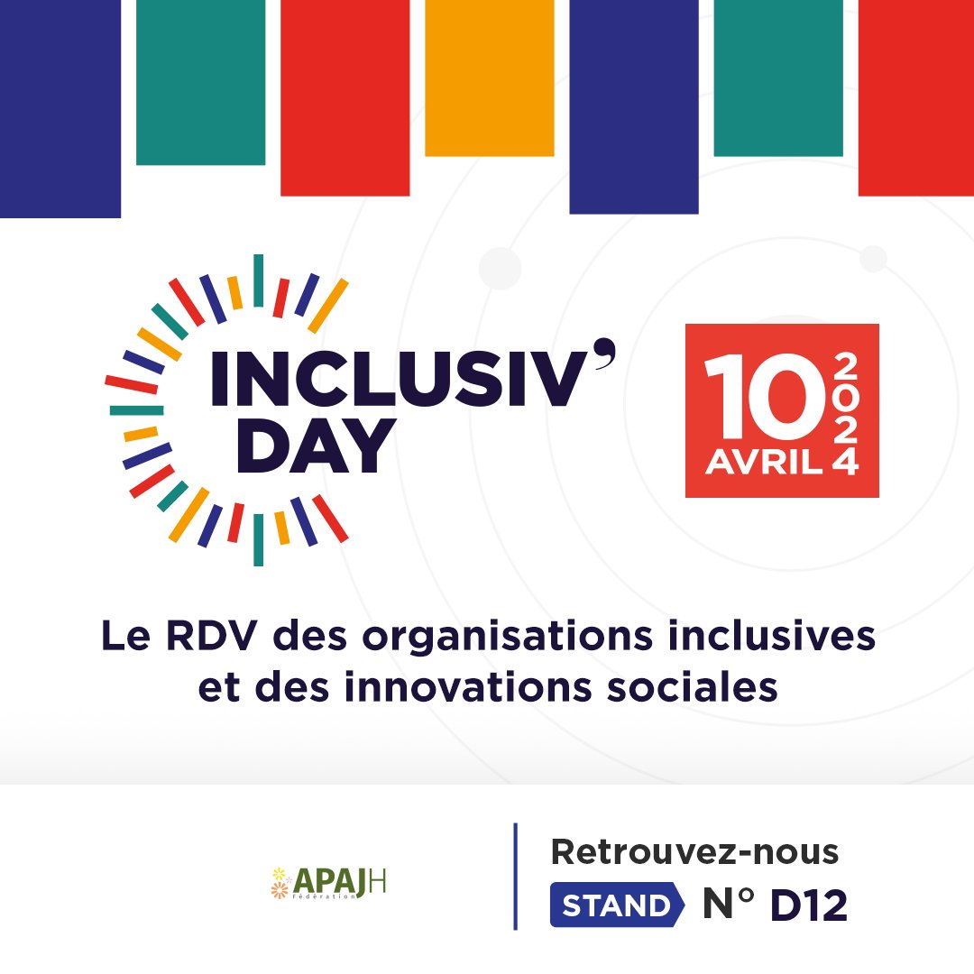 #InclusivDay c'est dans une semaine ! La Fédération APAJH vous donne rendez-vous au stand D12 pour échanger autour des solutions pour la vie professionnelle et l'emploi des personnes en situation de #handicap