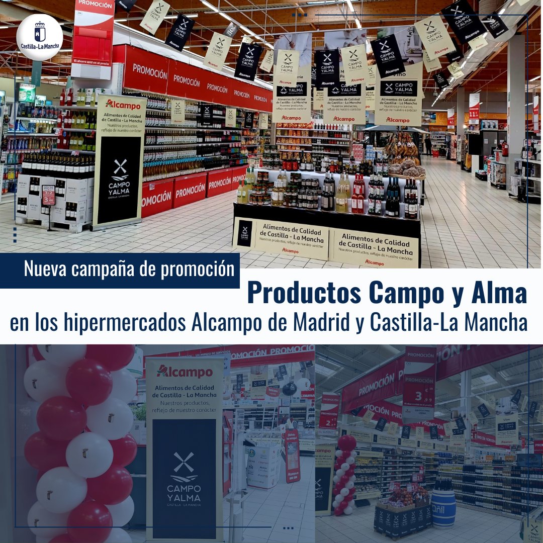 📣Nueva campaña de promoción de los productos @campoyalmaCLM 🛒En los hipermercados @alcampo de Madrid y Castilla-La Mancha Desde el 3 al 17 de abril📅 ℹ️ castillalamancha.es/node/381025 #CLM #CampoyAlma