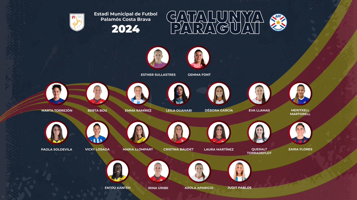 🤩 𝐋𝐚 𝐂𝐎𝐍𝐕𝐎𝐂𝐀𝐓𝐎̀𝐑𝐈𝐀 𝐎𝐅𝐈𝐂𝐈𝐀𝐋 🤩 🗒️ Aquestes són les 2⃣0️⃣ jugadores convocades pel #CatalunyaParaguai 👋🏻 Ens veiem diumenge a l'Estadi Municipal de Palamós @AjPalamos 💥 𝑄𝑢𝑖𝑛𝑒𝑠 𝑔𝑎𝑛𝑒𝑠 💥 🎟️ cutt.ly/Gw96hDzH #SeleccionsCAT 💛❤️