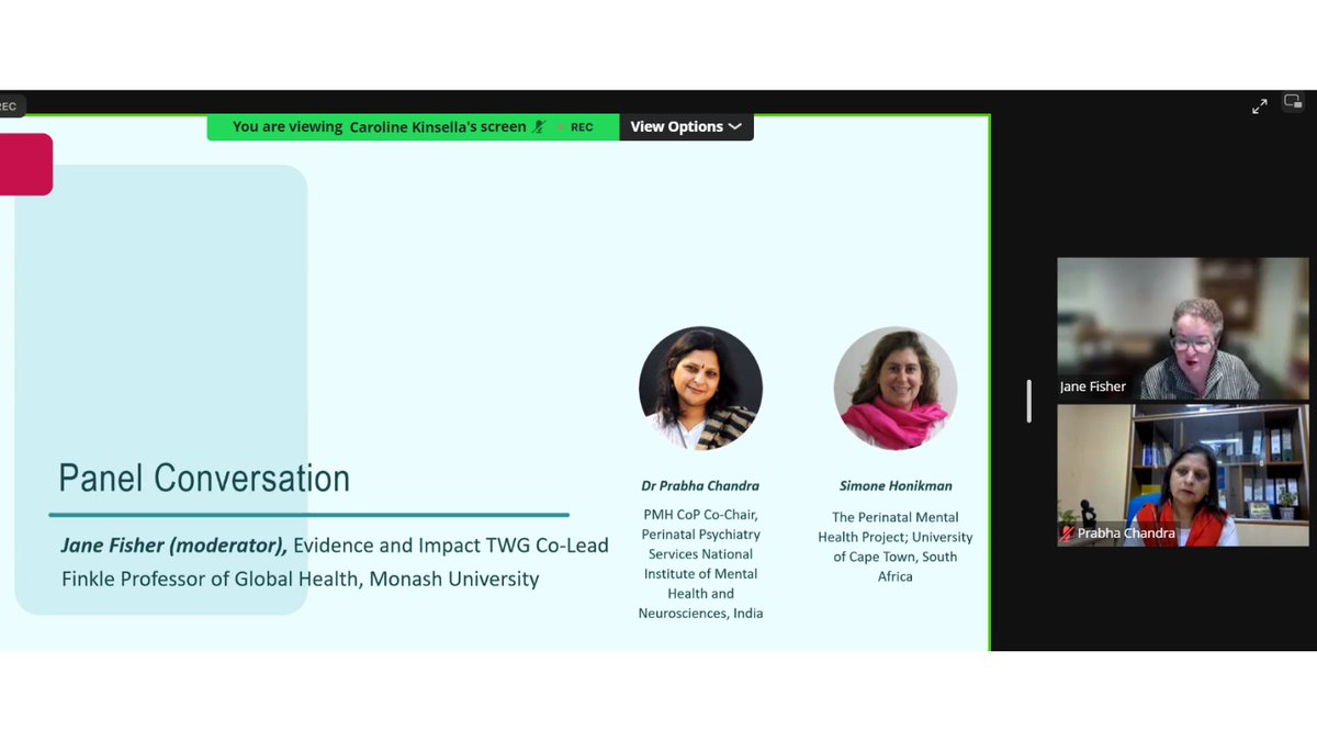 We are tuned in to PMH CoP's webinar on 'Where, when, and how to introduce screening for perinatal mental health conditions.” We're listening to Dr Prabha Chandra's experience in India and @SimoneHonikman's experience in South Africa.