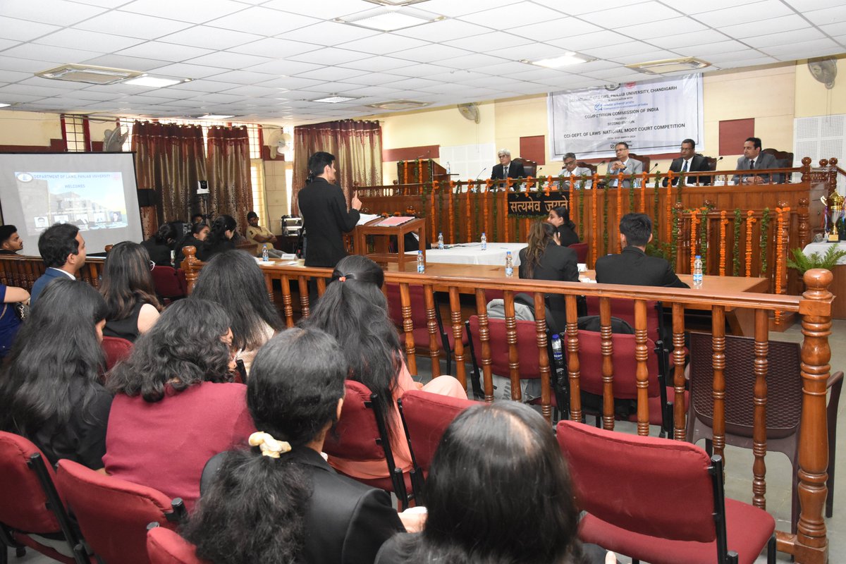 Sh. Nandan Kumar, Director, CCI judged the Final Round of  CCI-Department of Laws National Moot Court Competition organised by  Department of Laws, Panjab University, Chandigarh on 31.03.2024. #CCI #MootCourt #Competition #Law #Advocacy