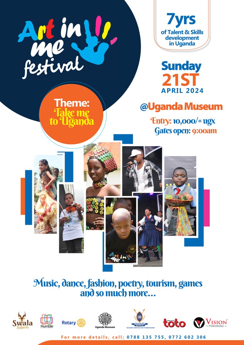 AD Get ready for Aim Festival 24! 🎉 Join us at Uganda Museum on April 21, 2024, for music, dance, fashion, poetry, games, and more! Entry is just 10,000 UGX. #SaveTheDate @Rotary @ugandamuseums @BugandaTourism @humblemanagemnt @SwalaSafarisEA #AimFestival24