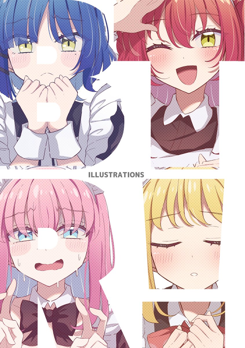 後藤ひとり ,伊地知虹夏 ,喜多郁代 ,山田リョウ 「結束ロック6で出すイラスト本です!B5/32P/フルカラー 」|宇宙でろでろ🍋お仕事募集中のイラスト