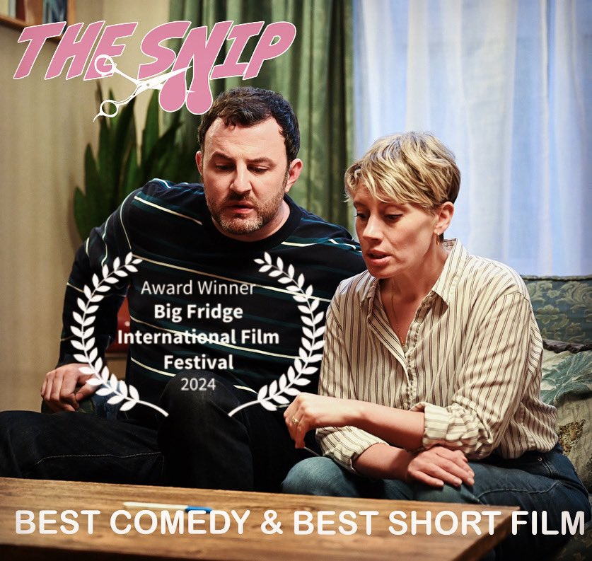 The Snip has won BEST COMEDY & BEST SHORT FILM at Big Fridge Intl Film Festival. Thank you to the fest and most importantly the amazing cast and crew.