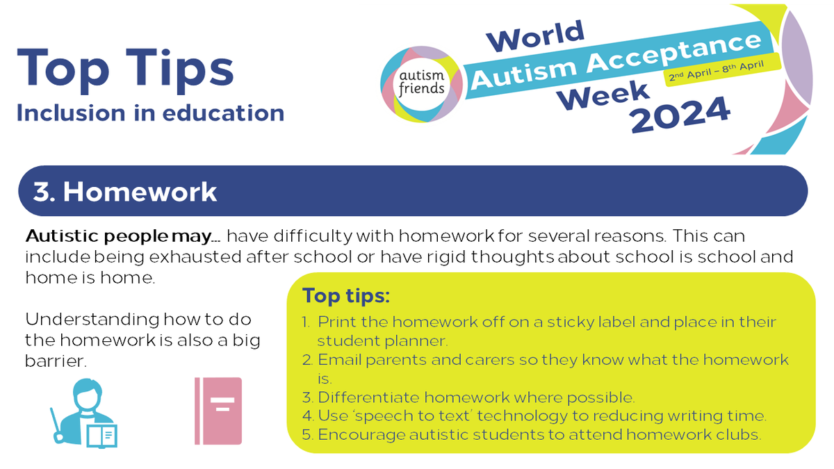 Here are some top tips for supporting an autistic student ⬇️ #InclusionInEducation #WorldAutismAcceptanceWeek