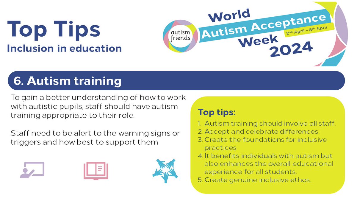 Here are some top tips for supporting autistic students ⬇️ #InclusionInEducation WorldAutismAcceptanceWeek