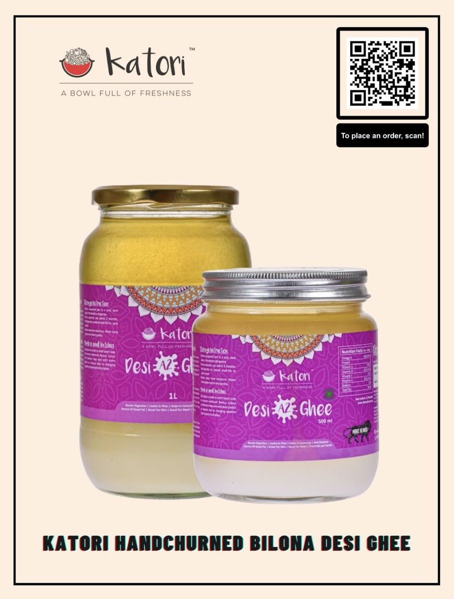 In every spoon 🥄 of Katori's Desi A2 ghee, 🐄 you'll find the dedication and love of rural women who churn it with their own hands, preserving centuries-old techniques. Each jar 🍯 is a tribute to their hard work and commitment to quality. Experience the rich flavor and…