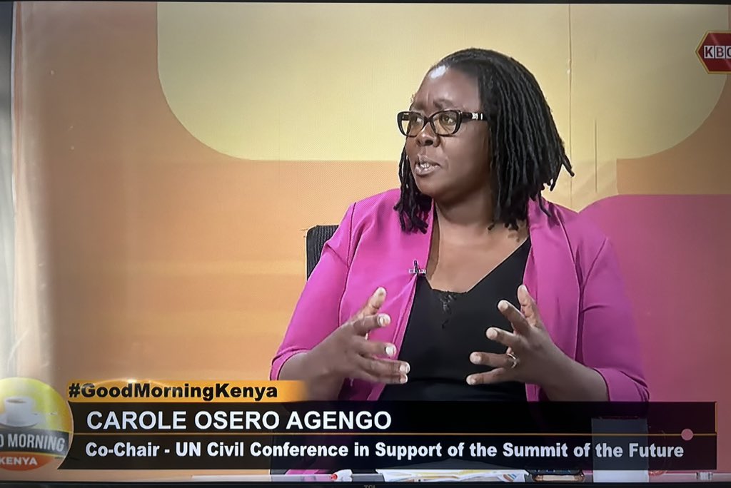 Happening now: Deep dive on #2024UNCSC on @KBCChannel1 with @MMigwi on #GoodmorningKenya The Pact of the Future must encompass the issues of all constituencies including civil society & key to this is a collaborative approach. @nudharaY @MaherNasserUN #WeCommit