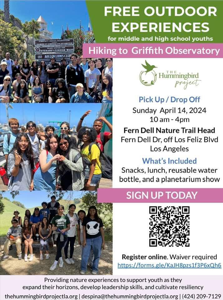 SHE IS HOPE LA is teaming up with The Hummingbird Project for a day of adventure and connection. Join us on 4/14 10am-4pm for a nature hike, planetarium visit, & more! We’re providing snacks, water bottles, & lunch for our single mom families. docs.google.com/forms/d/e/1FAI…