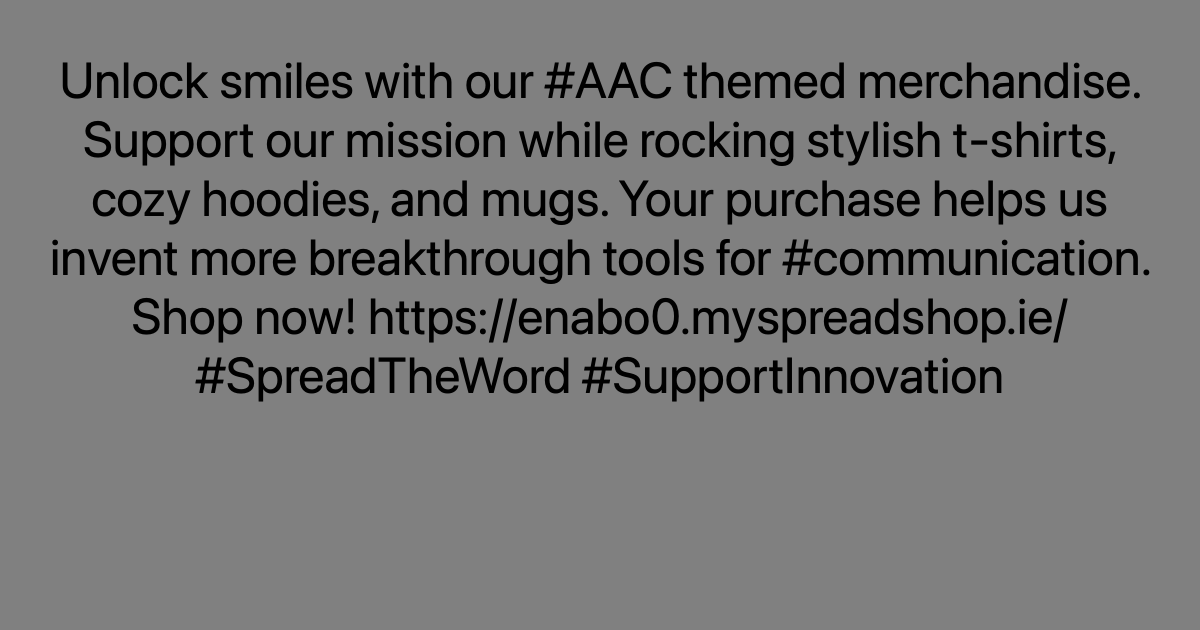 Unlock smiles with our #AAC themed merchandise. Support our mission while rocking stylish t-shirts, cozy hoodies, and mugs. Your purchase helps us invent more breakthrough tools for #communication. Shop now! ayr.app/l/J7iE/ #SpreadTheWord #SupportInnovation