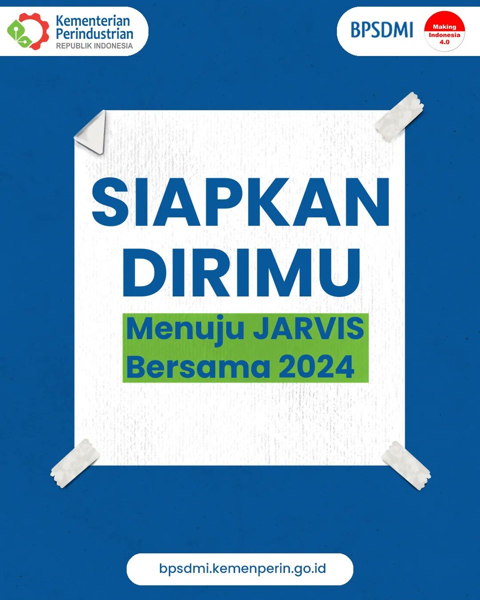 BPSDMI_Kemperin's tweet image. Halo, Sobat Industri!

Persiapkan dirimu sebelum JARVIS Bersama ya! Selalu update timeline dan informasi terbaru di website jarvis.kemenperin.go.id

#JARVISKemenperin #SobatIndustri #BPSDMI