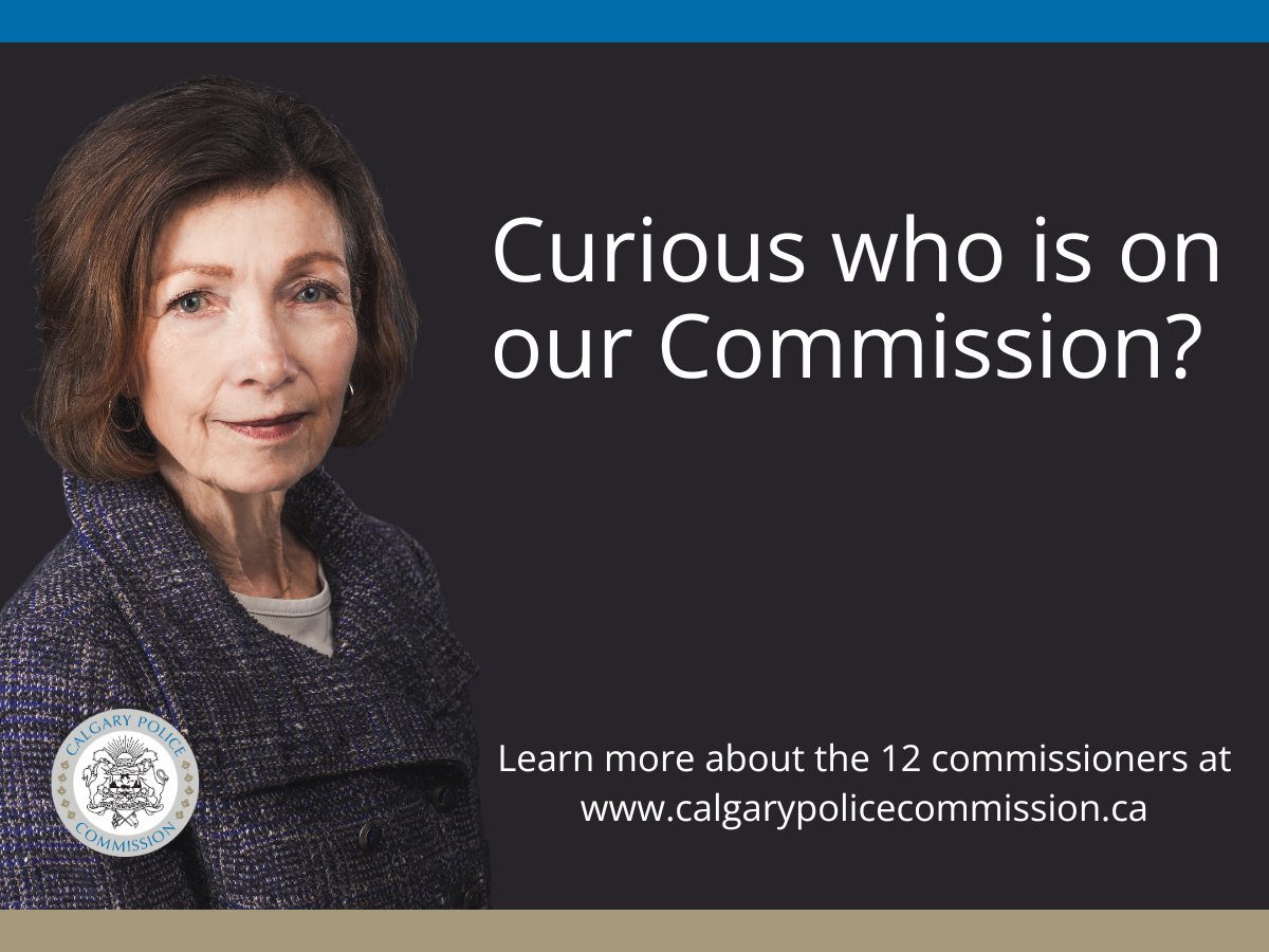 Our Commission has three provincially-appointed community members, seven municipally-appointed community members, and two City Councillors. You can find information on all of our commissioners at calgarypolicecommission.ca/commissioners/. #yyc #policegovernance