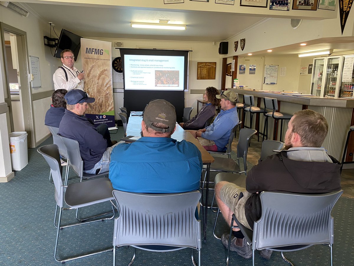 Slay the Slugs workshop at Furner. Controls are applied based on conditions & monitoring data. There’s still time to register for Wolseley mackillopgroup.com.au