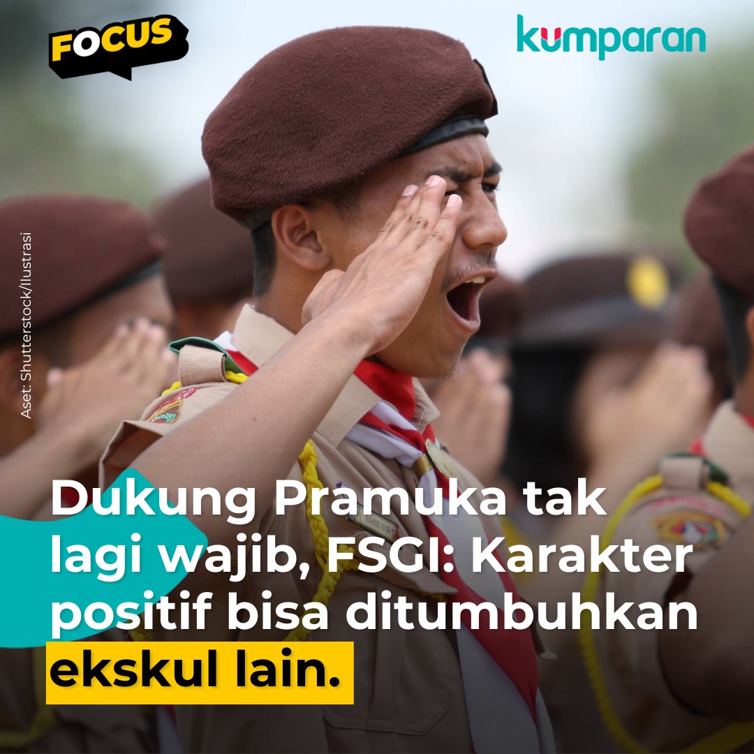 Iya saya setuju. Jangan wajib, pilihan aja. Tergantung minat bakat siswa. Banyakin aktifitas fisik, rekomendasi renang Wajib untuk SD dan memanah/menembak diwajibkan untuk SMP. Bela diri (apa aja pilih salah satu) Wajib untuk SMA. @nadiemmakarim