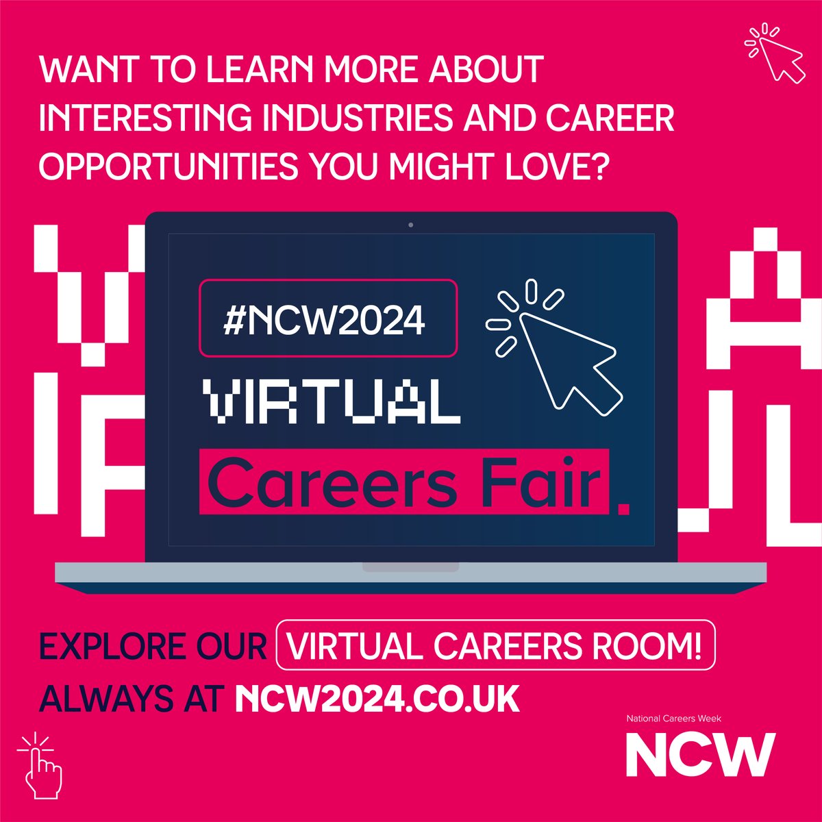 Want to learn more about interesting industries and #career opportunities you might love? 📢Explore our 𝙑𝙞𝙧𝙩𝙪𝙖𝙡 𝘾𝙖𝙧𝙚𝙚𝙧𝙨 𝙁𝙖𝙞𝙧 ➡️ncw2024.co.uk #NCW2024 #NationalCareersWeek