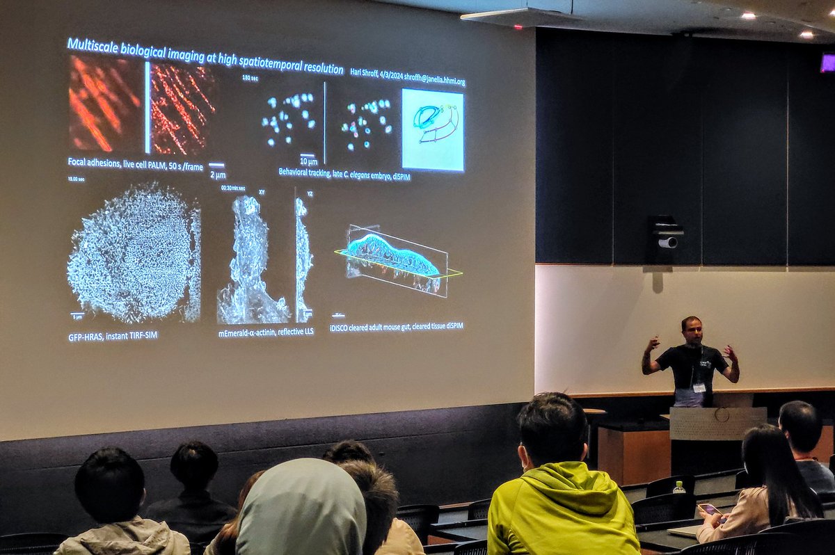 Dr. Hari Shroff giving the second keynote lecture of the Okinawa Microscopy Workshop - on his lab's development of new microscopy and deep learning technologies, and their application to C. elegans studies. #OKAscope