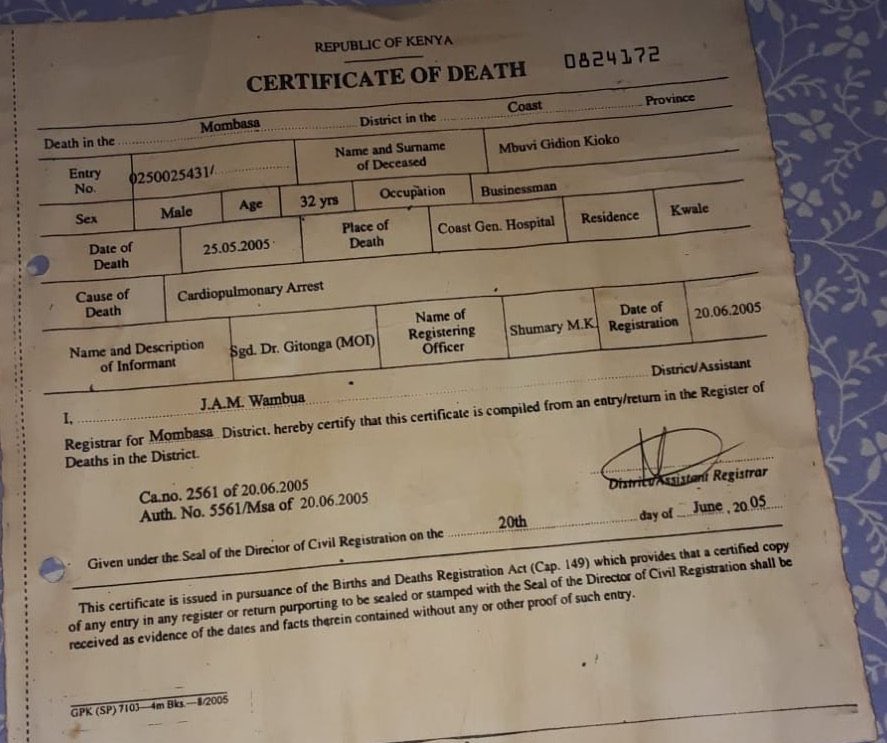 Sonko ako na every certificate hii Kenya bana.
1. Birth certificate
2. KCPE
3. KCSE
4. Degree
5. Death Certificate

Marriage ndio hana pekee juu niliskia aliolewa🤣