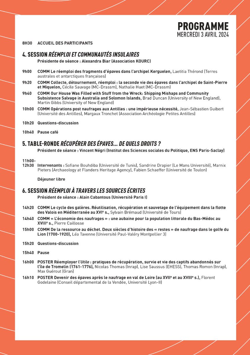 Deuxième jour du colloque international APRÈS LE NAUFRAGE... RÉCUPÉRATION, RÉEMPLOI ET RECYCLAGE DES ÉPAVES organisé par le musée national de la Marine et le @Drassm_Culture à Paris.  Le colloque est à suivre en direct sur Youtube  youtube.com/live/PB6zdZ4PI…