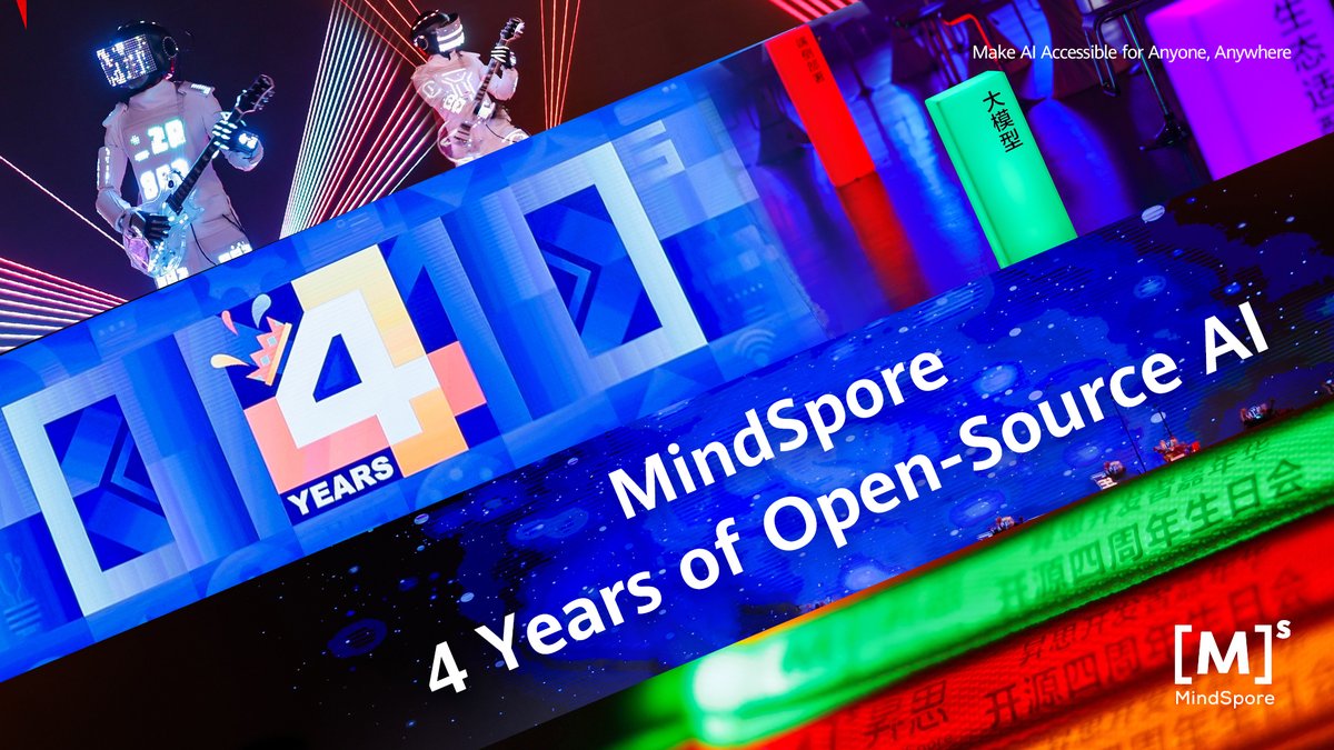 🎊🎂 Happy 4th birthday to #MindSpore! Huge thanks to all the amazing tech wizards & #devs who joined our #opensource journey. Your passion for #AI innovation fuels our fire! 🍻 Let's keep building the future together! #community #LLM #MindSporeConference