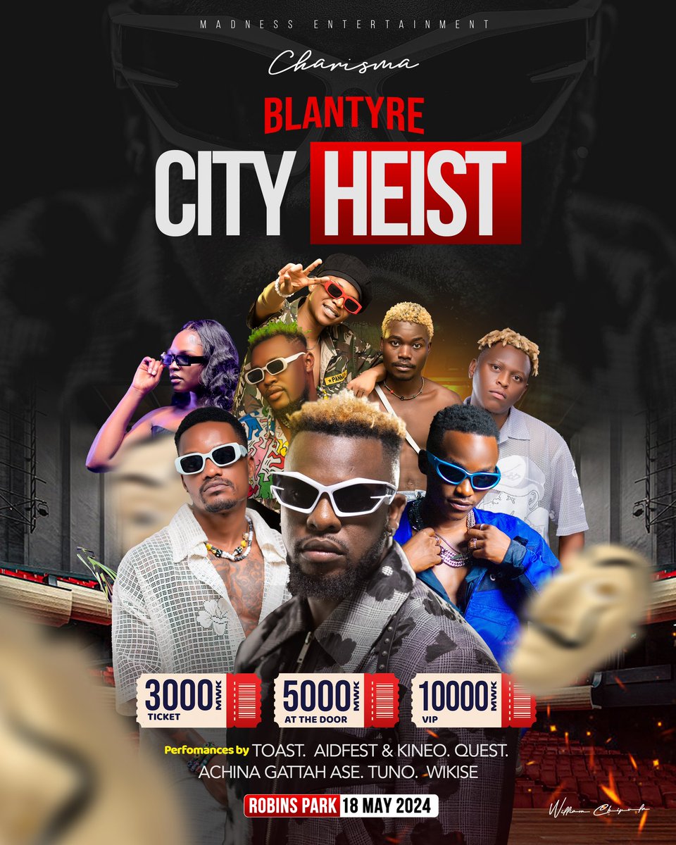 #Retweet BLANTYRE CITY HEIST • ROBINS PARK • 18 MAY • First team, first half with @tunosiwe, @Aidfest_madness & @Kineo_Madness, @achinagattahase, @Wikise1, @_toastofficial_ & @quest_mw 🔥🔥🔥🔥