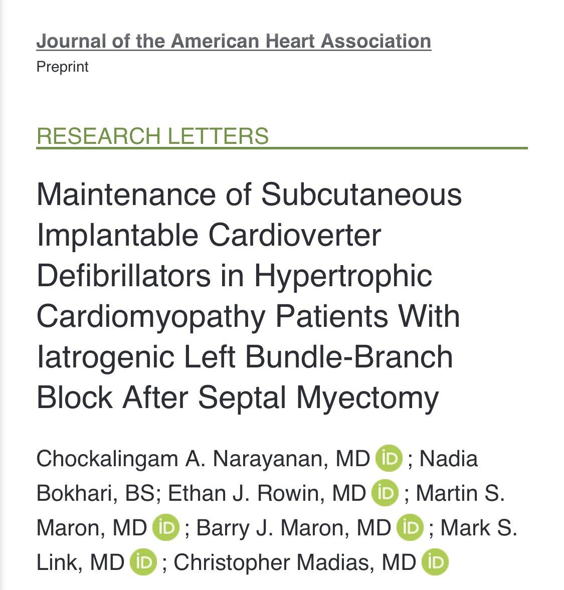 Our research letter in JAHA highlighting SICDs in HCM pts with LBBB after myectomy. 🔑: Maintaining SICDs post myectomy is likely feasible 🔑: Remote monitoring, vector assessment/adjustment are critical @TuftsMedicalCtr @utmbcardiology Link: ahajournals.org/doi/10.1161/JA…