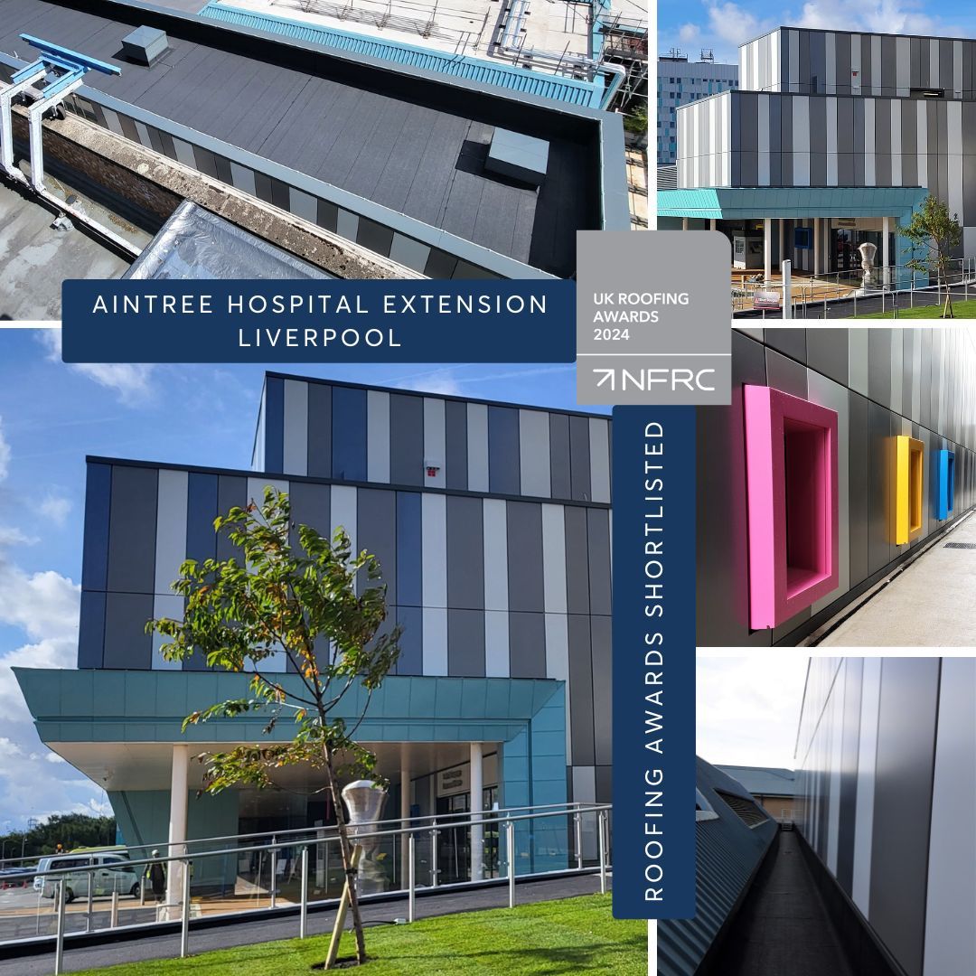 We're very pleased to see that our roofing and cladding at Aintree Hospital has been shortlisted in the Multi-Discipline >£250k category at this years' @UKRoofingAwards We can't wait for the awards! #roofing #cladding #rainscreen #constructionuk #RA2024 #roofingawards