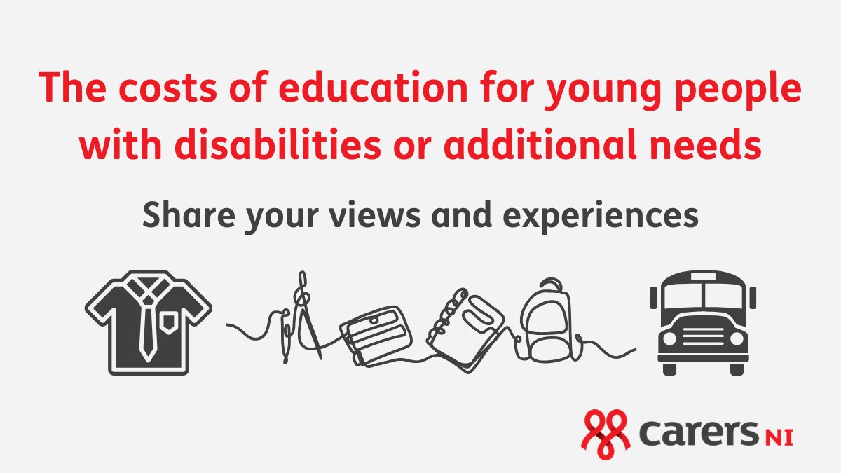 We're gathering evidence on the costs of accessing education in N. Ireland for young people with disabilities or additional needs, from the perspective of those who care for them.

Please share your views and experiences by completing a very short survey: forms.office.com/Pages/Response…