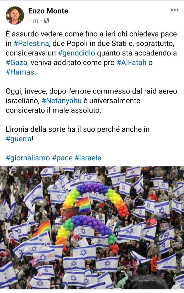 enzomonte76's tweet photo. L'ironia della sorte ha il suo perché anche in #guerra!

#giornalismo 
#pace 
#Israele https://t.co/sRgH2ex4AA