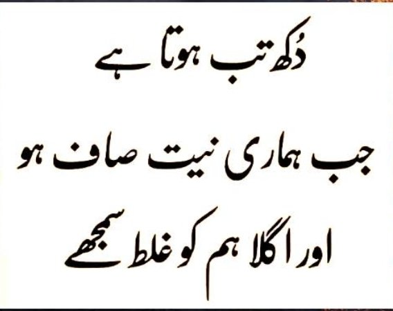 دکھ تب ہوتا ہے
جب ہماری نیت صاف ہو
اور
اگلا ہم کوغلط سمجھے

<a href="/Pakeza_/">Pakeeza</a>