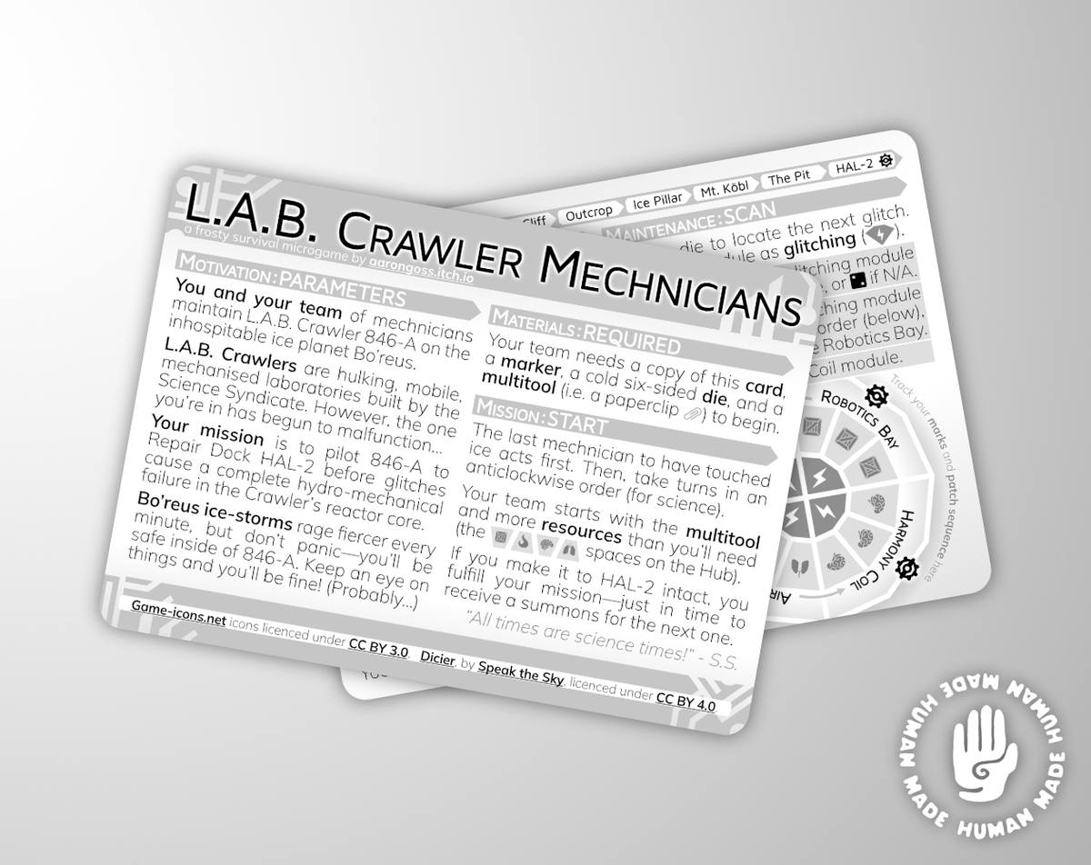raspilicious's tweet photo. ๐ช I just released a HUGE UPDATE to one of my most beloved #microgames that I've made! ๐คฉ
L.A.B. Crawler Mechnicians v1.0 is LIVE!
๐ง Updated visual aesthetics on the card
๐ Improved #paperclip gameplay with the multitool
๐ Animated preview on the game's #itchio page https://t.co/vydvxPgpCu