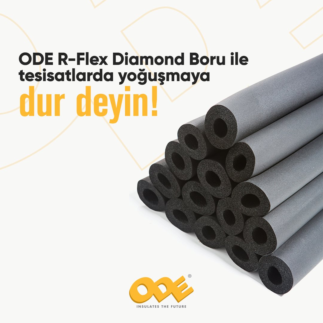 Elastomerik kauçuk köpüğünden üretilen ODE R-Flex Diamond Boru, tesisatlarda ısıtma soğutma iklimlendirme sistemlerini tam korumaya alır, ısı yalıtımı yapar ve yoğuşmayı önler. ode.com.tr/ode-r-flex-dia… #ODEYalıtım #TeknikYalıtım #YapıYalıtımı #Yalıtım