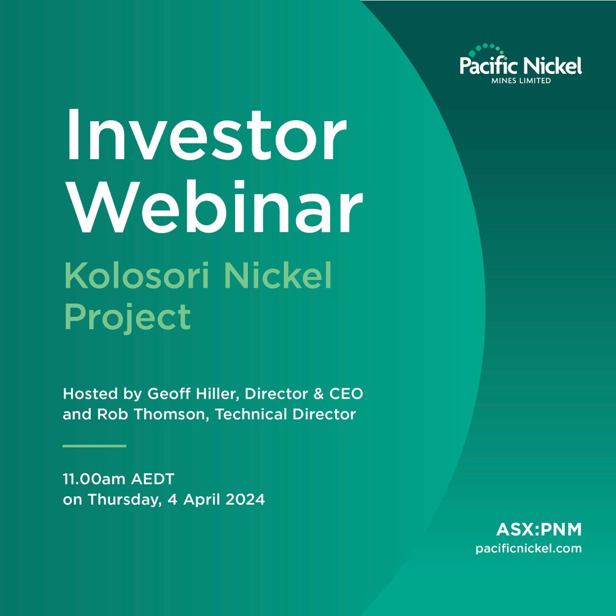 PacificNickel's tweet photo. #ASXNews

$PNM.AX provided an update on mining, barging &amp; shipping operations at its Kolosori DSO #Nickel Project, Solomon Islands

#PNM Geoff Hiller &amp; Rob Thomson will host a webinar at 11.00am AEDT,  4 April 2024

Register: https://t.co/g7Kwci1DHd

More: https://t.co/sTodJYnPGL https://t.co/kPsDlv2Yby