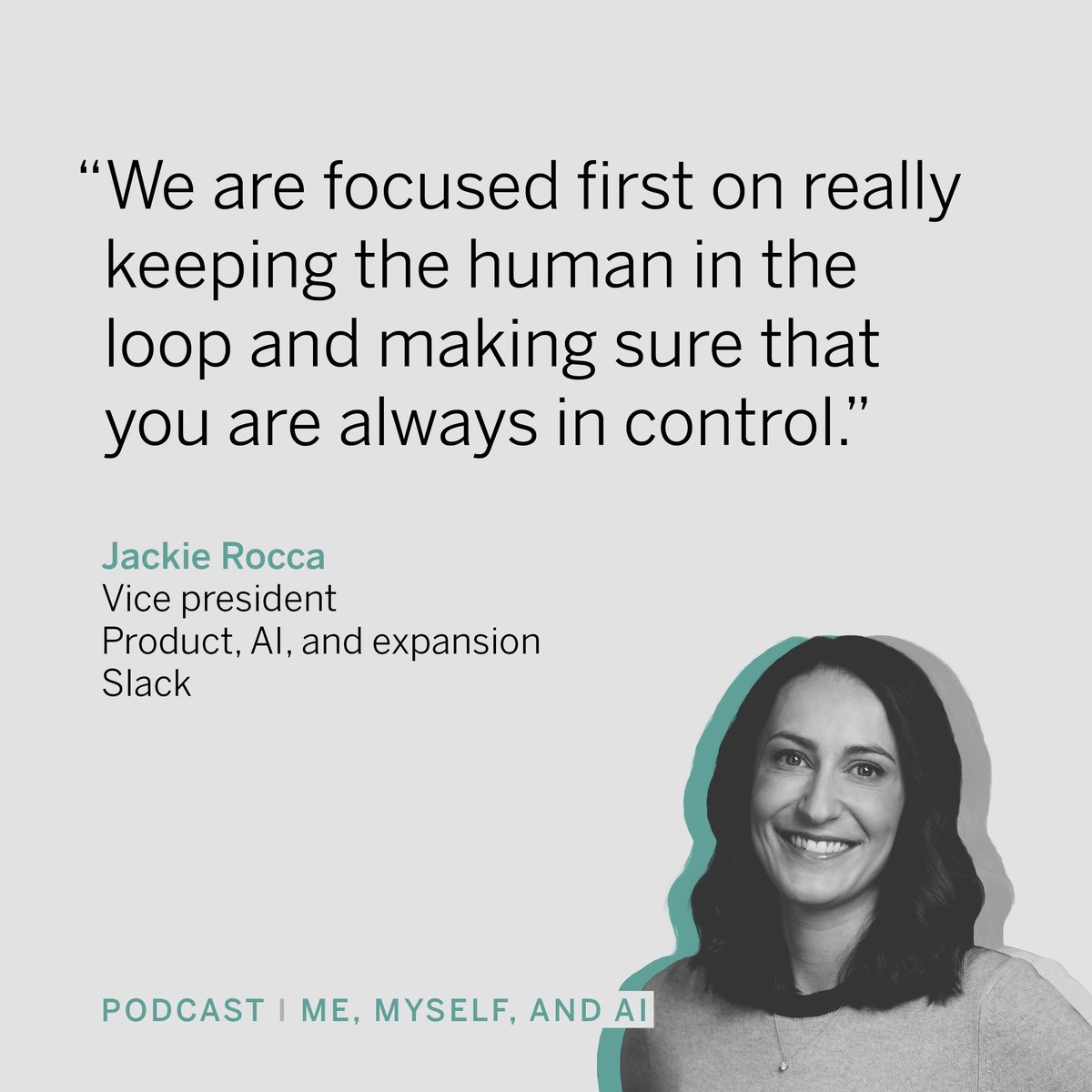 bcgx_'s tweet photo. As @SlackHQ's VP of Product, Jackie Rocca is revolutionizing workflows by building and launching new #AI-driven features to tackle the challenge of information overload and increase productivity 🧑‍💻 🚀.

Stream #MeMyselfandAI now to find out how: https://t.co/Cfi3yhCDlp https://t.co/ltv6VPZynS
