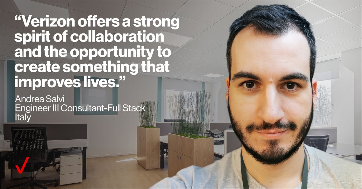 Full Stack Developer Andrea Salvi says there’s no shortage of excitement in his role. He and his team are always exploring new ways to leverage technology and looking into what’s next in their field. 🧑‍💻 Want in? Join the #FacesOfVerizonTech: vz.to/3TZWx6L