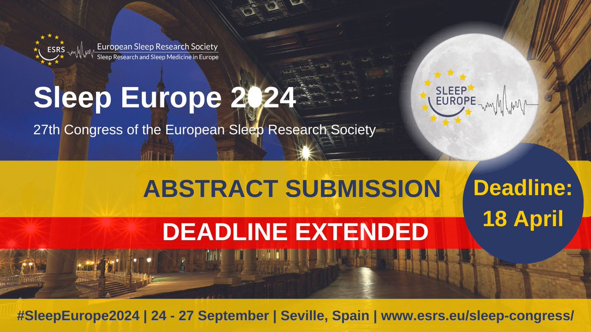 📢Attention all who missed the #SleepEurope2024 submissions. Due to popular demand, the application deadline for Sleep Europe 2024 has been extended until 18 April, at 23:59 CET. Don't miss this final opportunity to showcase your work this year! ow.ly/lwXx50R3Ur3 @FENSorg