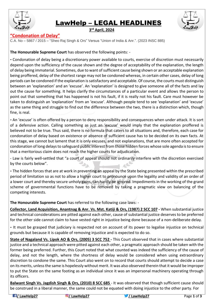 LawHelp27's tweet photo. Legal Headlines                                                 
Date: - 03/04/2024                              
.         
.       
.             
#Law #legalnews #legalupdates #justice #judgement #supremecourt #advocate #judiciary #constitution #news #caselaw https://t.co/aHHkX8Qwrl