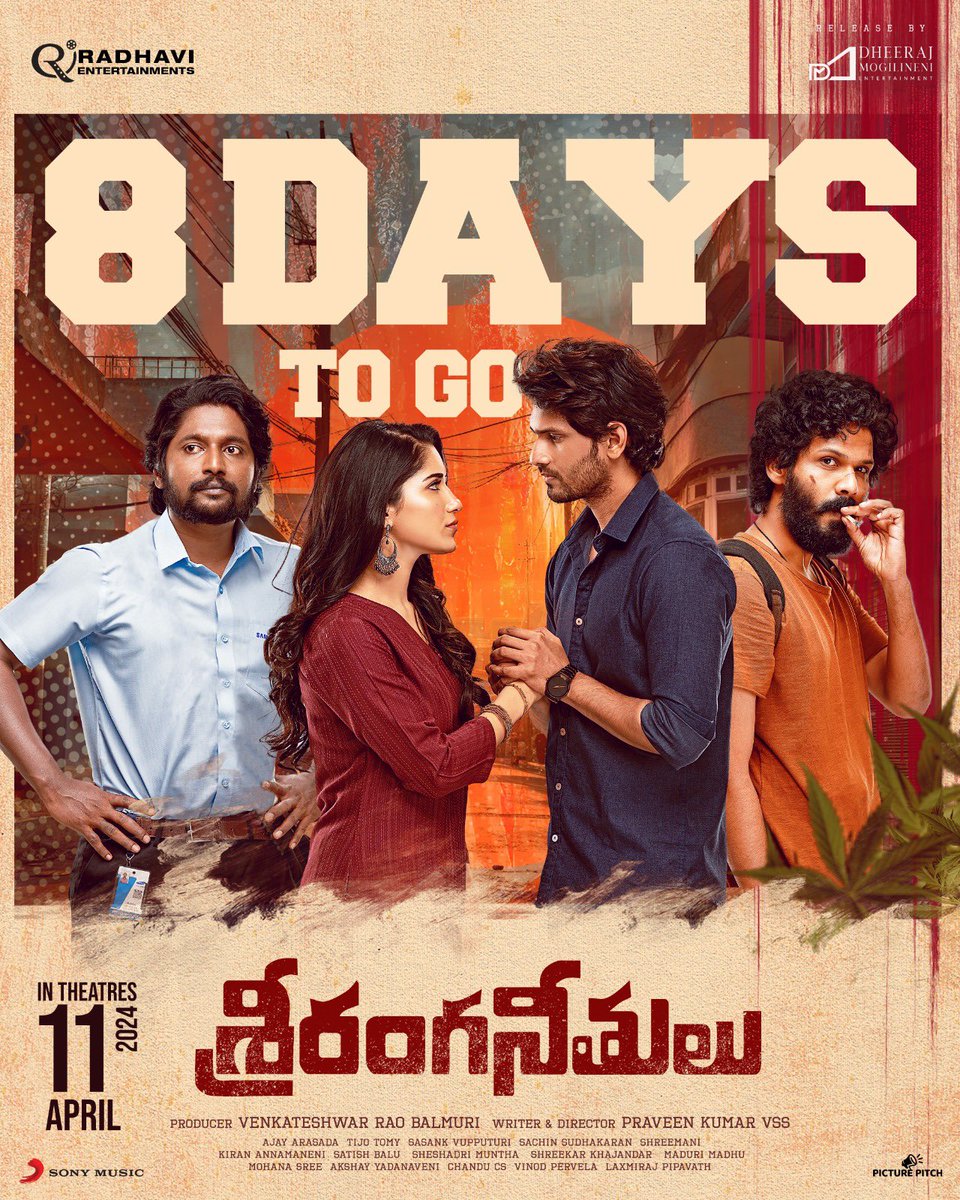 Radhavi Entertainments (@radhaviofficial) on Twitter photo ఎదుటివాడికి చెప్పేఅందుకు నీతులు ఉన్నాయి అన్నాడు ఓ మహాకవి!
8️⃣ Days to go #SriRangaNeethulu in theatre's from April 11th ! ❤️🔥
Release by <a href="/DheeMogilineni/">Dheeraj Mogilineni</a>
<a href="/ActorSuhas/">Suhas 📸</a>
<a href="/KarthikRathnam3/">Karthik Rathnam</a>
<a href="/iRuhaniSharma/">Ruhani Sharma</a>
<a href="/viraj_ashwin/">Viraj Ashwin</a>
<a href="/RadhaviOfficial/">Radhavi Entertainments</a>
#PraveenKumarVSS #VenkateshwarRaoBalmuri ఎదుటివాడికి చెప్పేఅందుకు నీతులు ఉన్నాయి అన్నాడు ఓ మహాకవి!
8️⃣ Days to go #SriRangaNeethulu in theatre's from April 11th ! ❤️🔥
Release by <a href="/DheeMogilineni/">Dheeraj Mogilineni</a>
<a href="/ActorSuhas/">Suhas 📸</a>
<a href="/KarthikRathnam3/">Karthik Rathnam</a>
<a href="/iRuhaniSharma/">Ruhani Sharma</a>
<a href="/viraj_ashwin/">Viraj Ashwin</a>
<a href="/RadhaviOfficial/">Radhavi Entertainments</a>
#PraveenKumarVSS #VenkateshwarRaoBalmuri