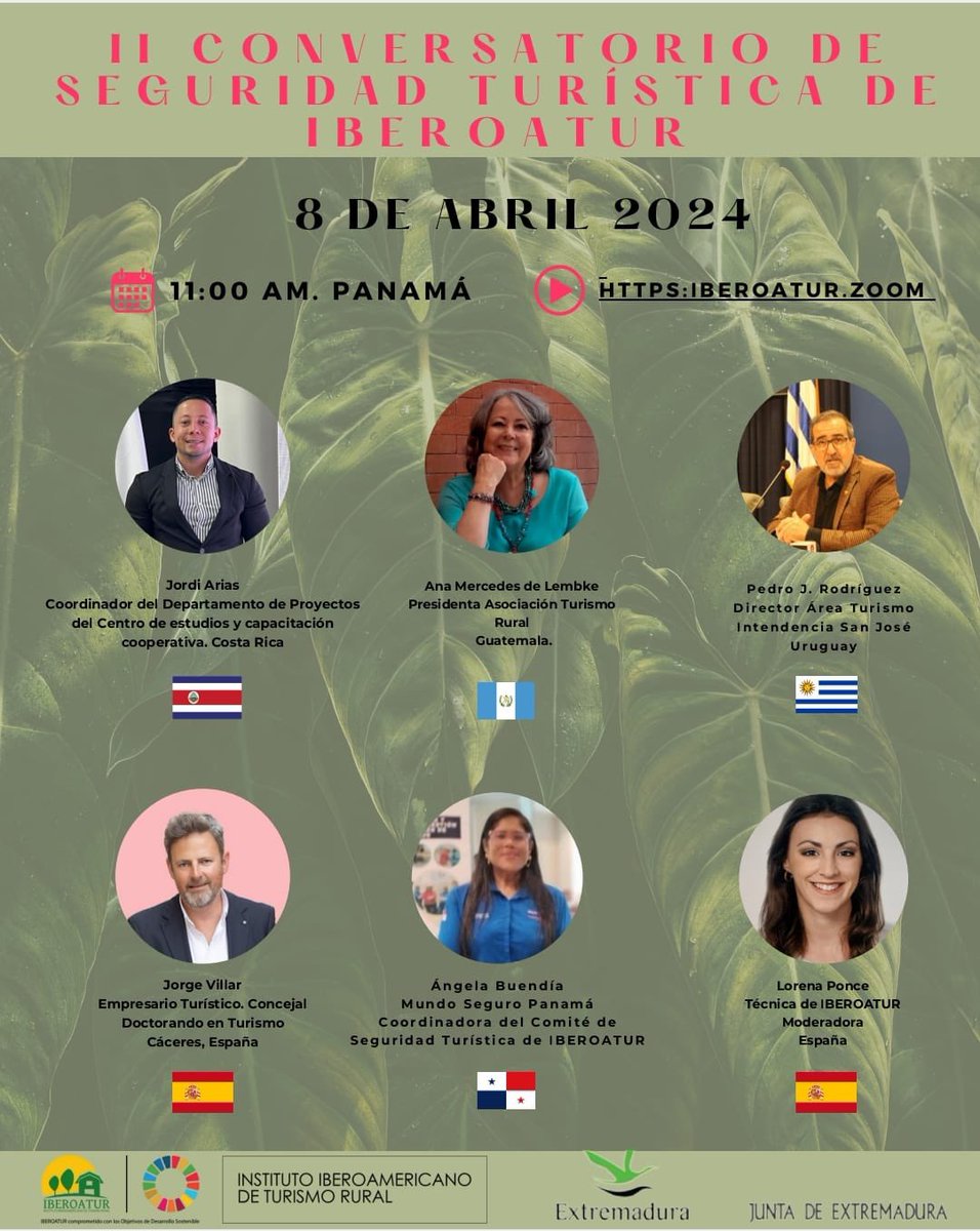 El Comité de Seguridad Turística del Instituto Iberoamericano de Turismo Rural les extiende una cordial invitación para participar en el II Conversatorio sobre Seguridad Turística.

📹Link: us02web.zoom.us/j/88348818205?…

ID de reunión: 883 4881 8205
Código de acceso: 718099