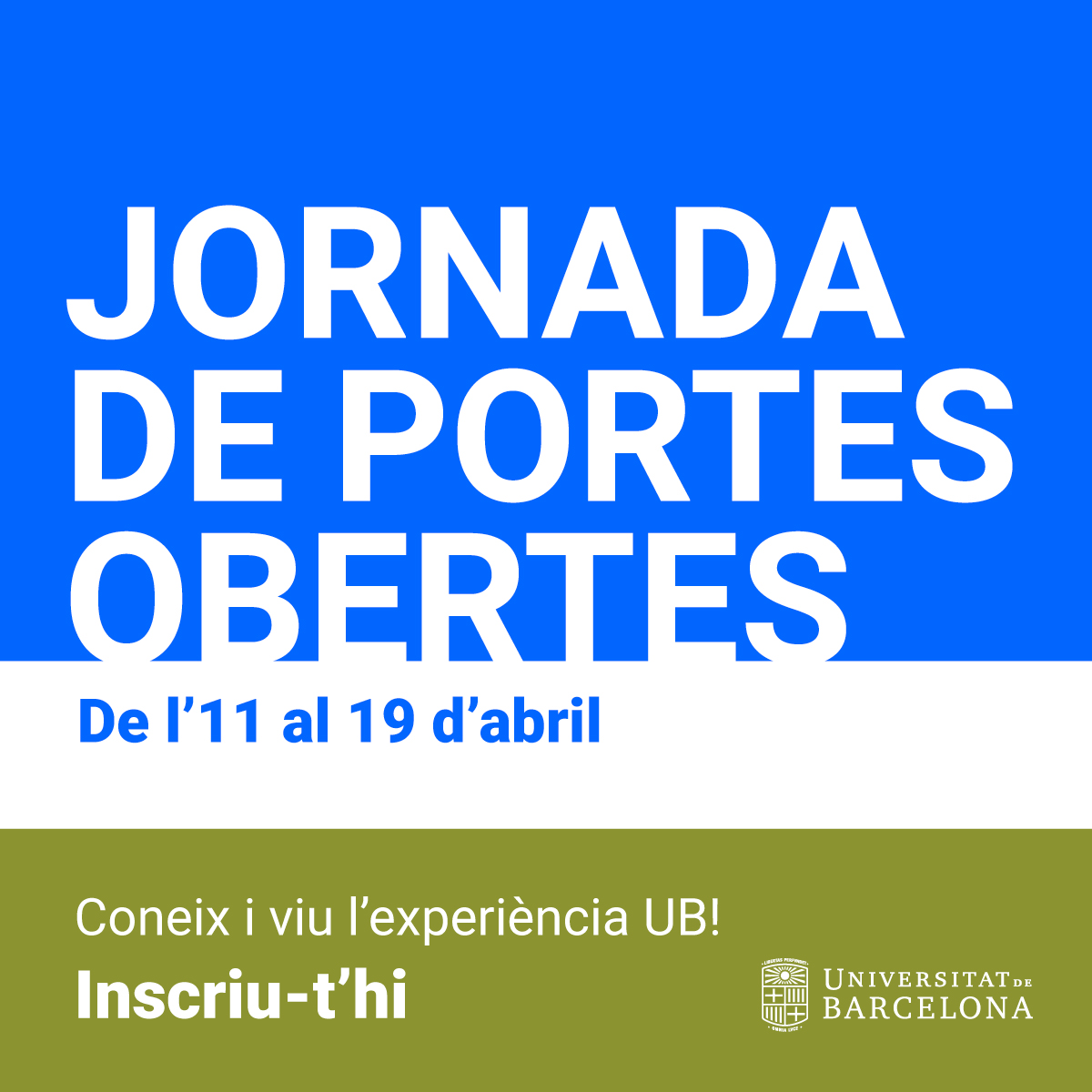 #FutursUB | 🤔 Estàs a les portes d’entrar a la universitat i t’interessa l’educació?

👩‍🎓🧑‍🎓 Vine a les jornades de portes obertes d’@EducacioUB!

🗓️ Dimarts 16 d’abril | A partir de 9:30
🔹 Educació Infantil
🔹 Educació Primària
🔹 Doble grau Educació Infantil i Primària

🗓️