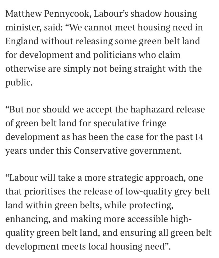 Labour is determined to tackle the housing crisis. A smarter approach to the release of green belt land is essential to building the homes our country needs. thetimes.co.uk/article/yes-in…